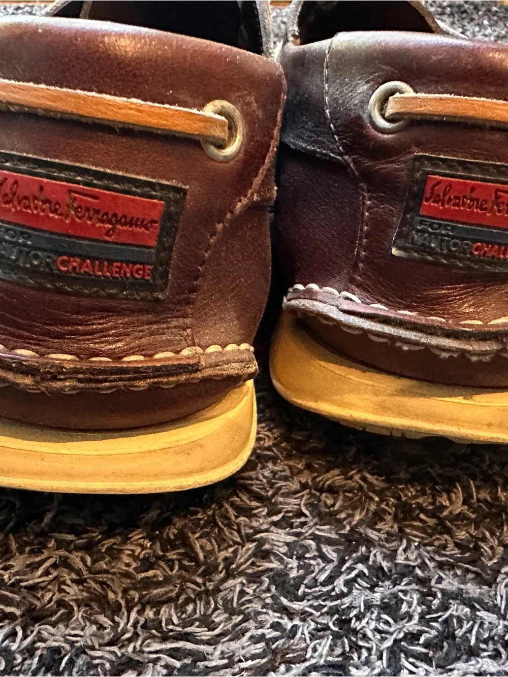 Men's Salvatore Ferragamo Brown Leather Boat Shoes